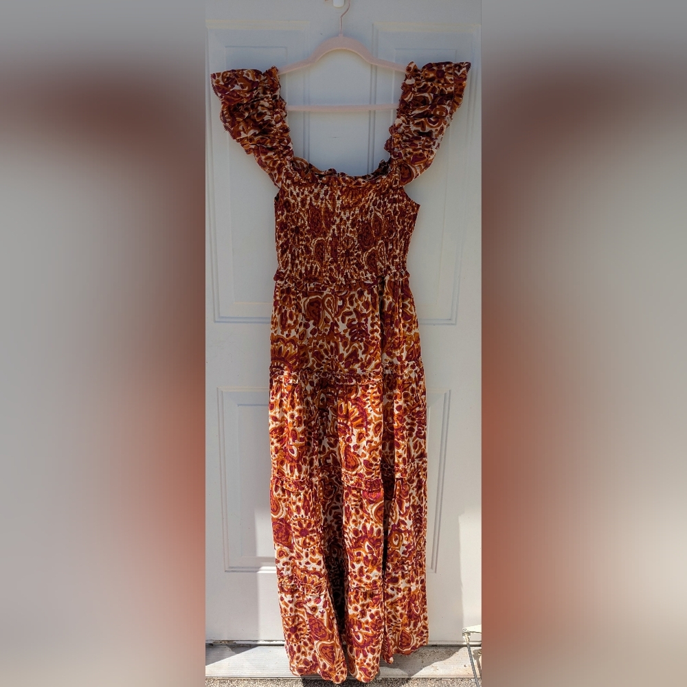 House Of Harlow 1960 Zoey Smocked Maxi Dress sz Medium, Bohemian, Floral
